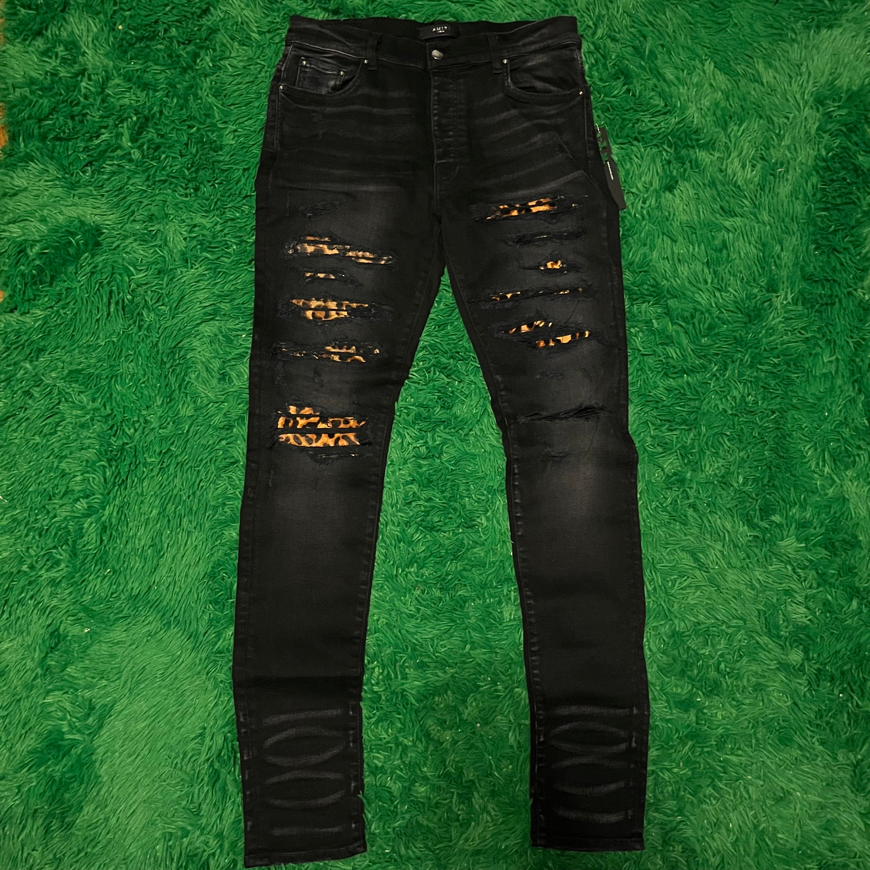 Amiri Thrasher Jeans Leopard Patch