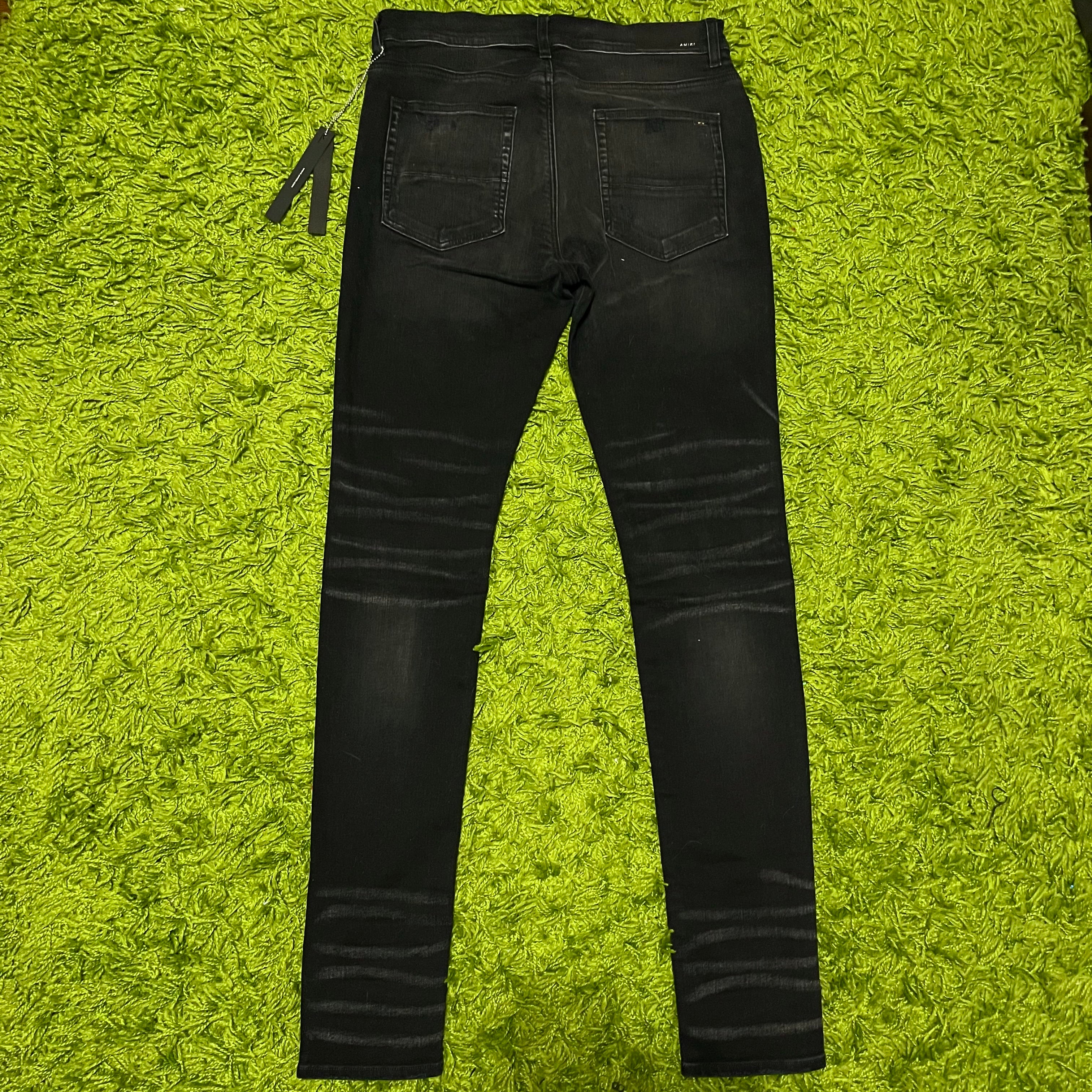 Amiri Black Leopard Thrasher Jeans