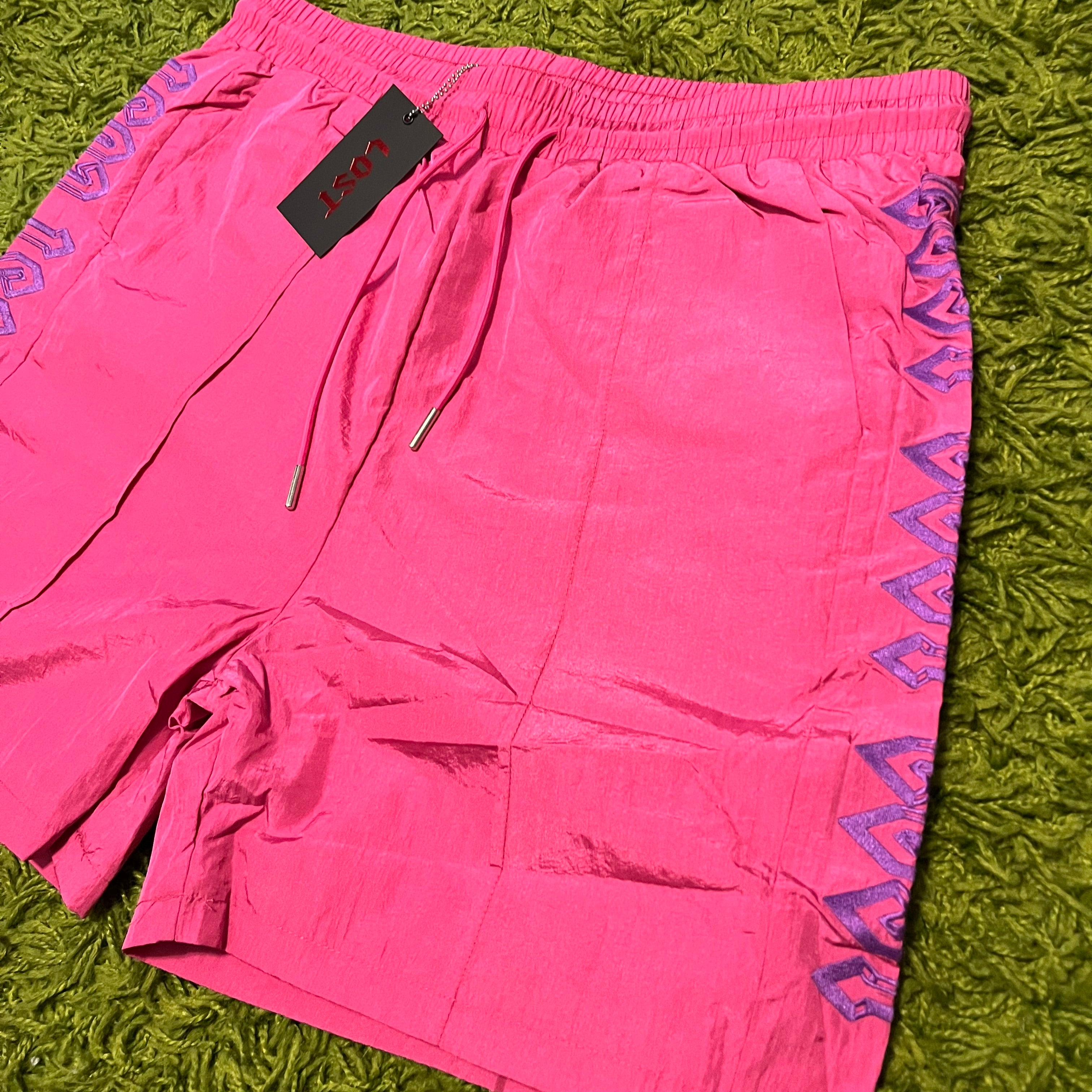 LOST INTRICACY Pink/Purple Track Shorts