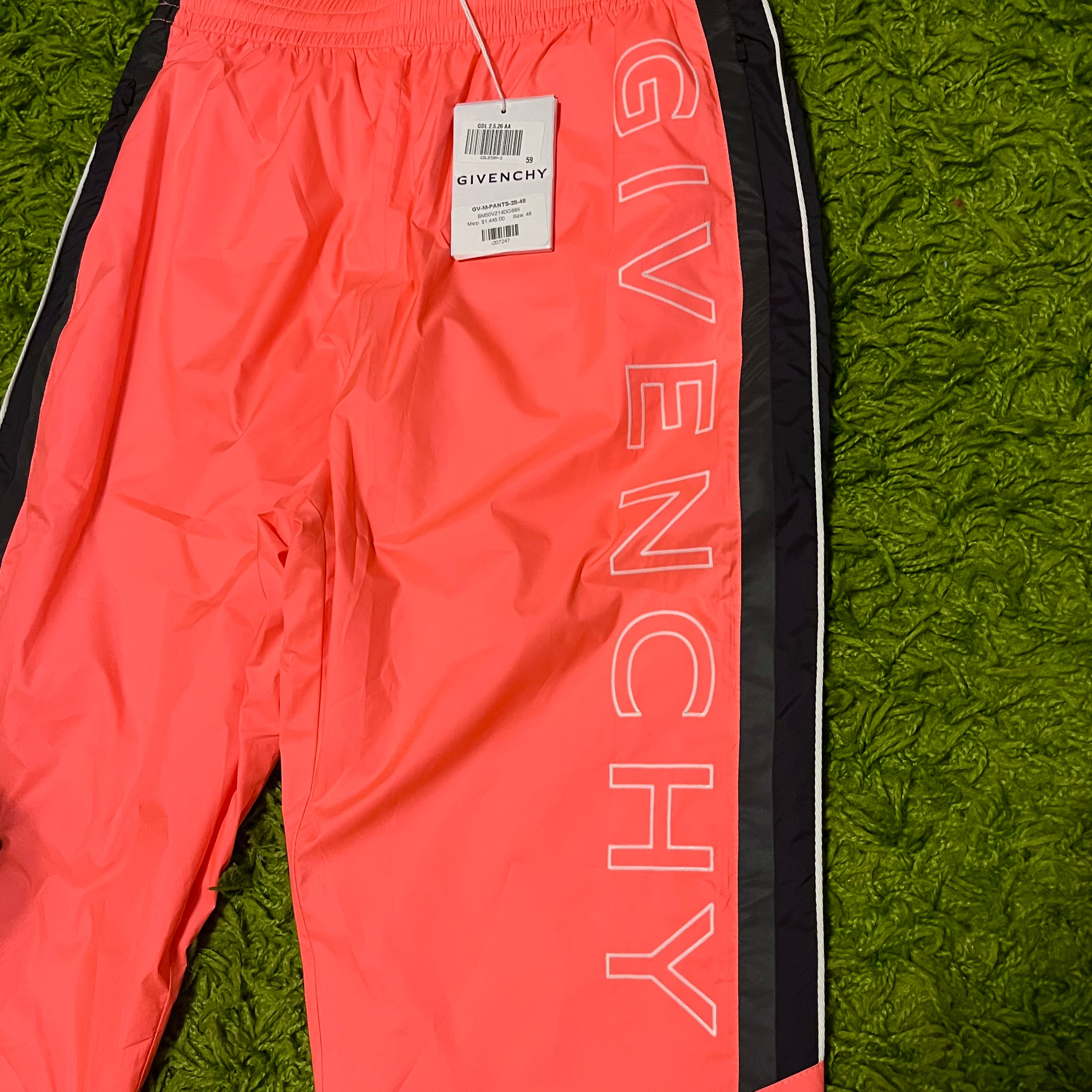 Givenchy neon pink polyester track pants